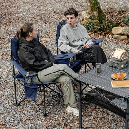 Naturehike Oversized Camping Chair with Cooler Bag, Heavy Duty Lawn Chair Support 450 LBS, Portable Padded Outdoor Folding Chair, 2 Pack