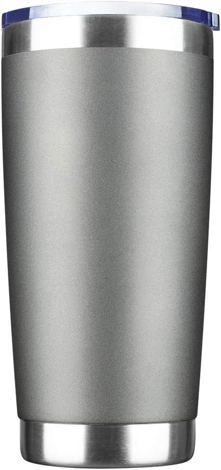 20oz Tumbler Bulk Stainless Steel Vacuum Insulated Tumblers with Lid Double Wall Travel Mug Durable Powder Coated Coffee Cup, Suitable for Ice Drinks and Hot Beverage (Gray 1pack)