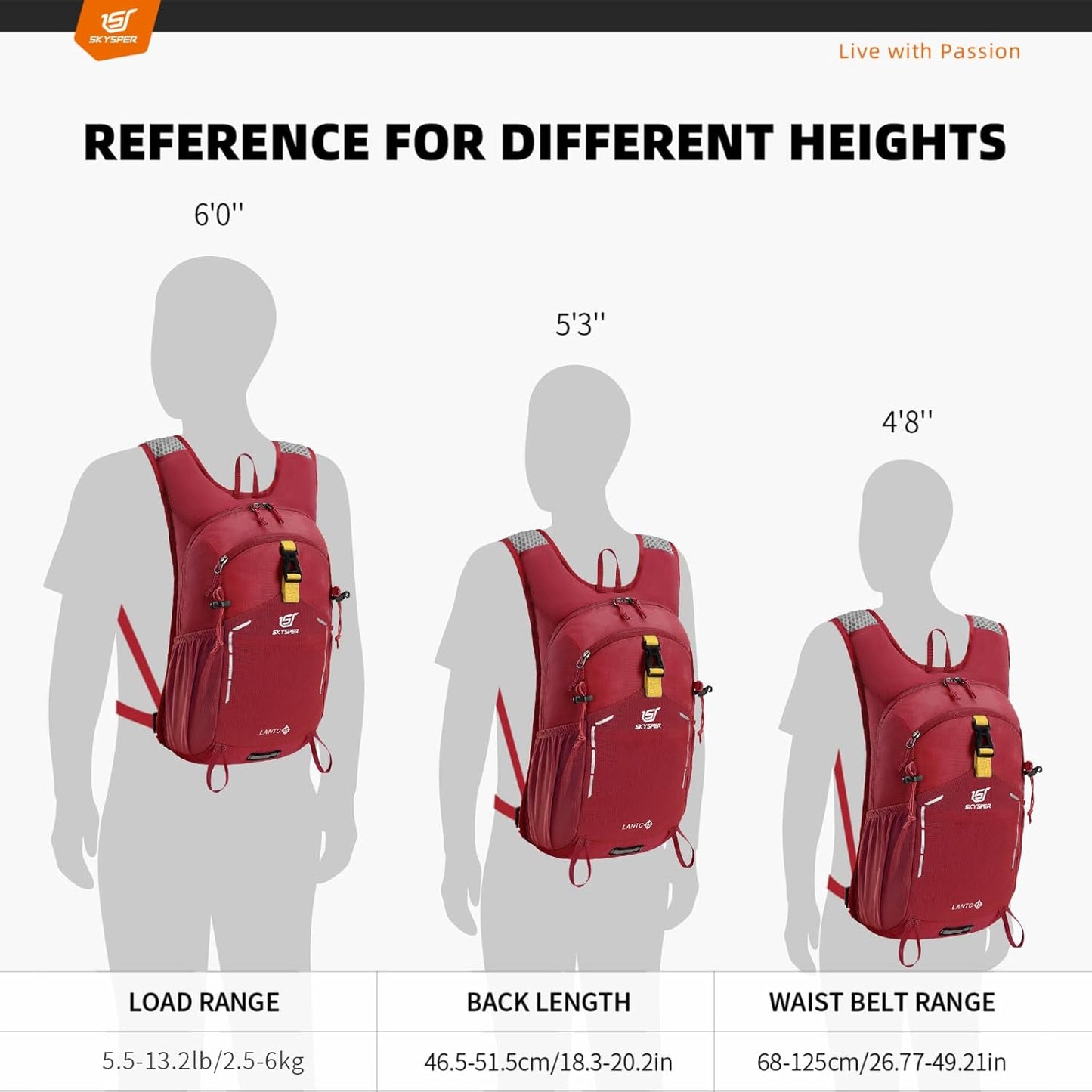 SKYSPER Small Hiking Backpack - 15L Travel Daypack Lightweight Bag Water Resistant Hiking Backpacks for Women Men(Red)