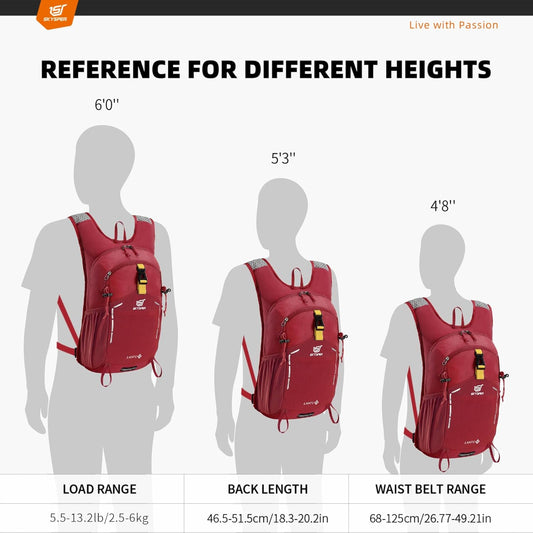SKYSPER Small Hiking Backpack - 15L Travel Daypack Lightweight Bag Water Resistant Hiking Backpacks for Women Men(Red)
