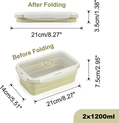 Large Collapsible Food Containers with Lids, Collapsible Bowls For Camping, Save Space, Leak-Proof Silicone Storage Bowls, 2pack 1200ml, Dishwasher, Microwave Freezer Safe