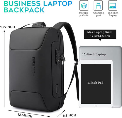BANGE Anti Theft Business Backpack Fits 15.6 Inch Laptop,Smart Work Backpack with USB Charging Port for Office Work Airplane Business Travel