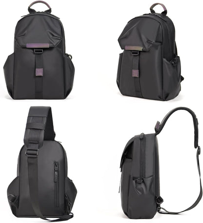 Crossbody Messenger Bag for Women Men Travel Backpack Convertibale Sling Bag Travel Hiking Daypack，Water-Resistant (black, small)