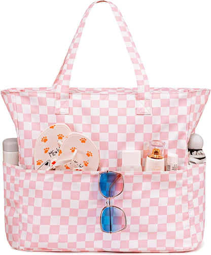 Waterproof Beach Tote Pool Bags for Women Ladies Extra Large Gym Tote Carry On Bag With Wet Compartment for Weekender Travel