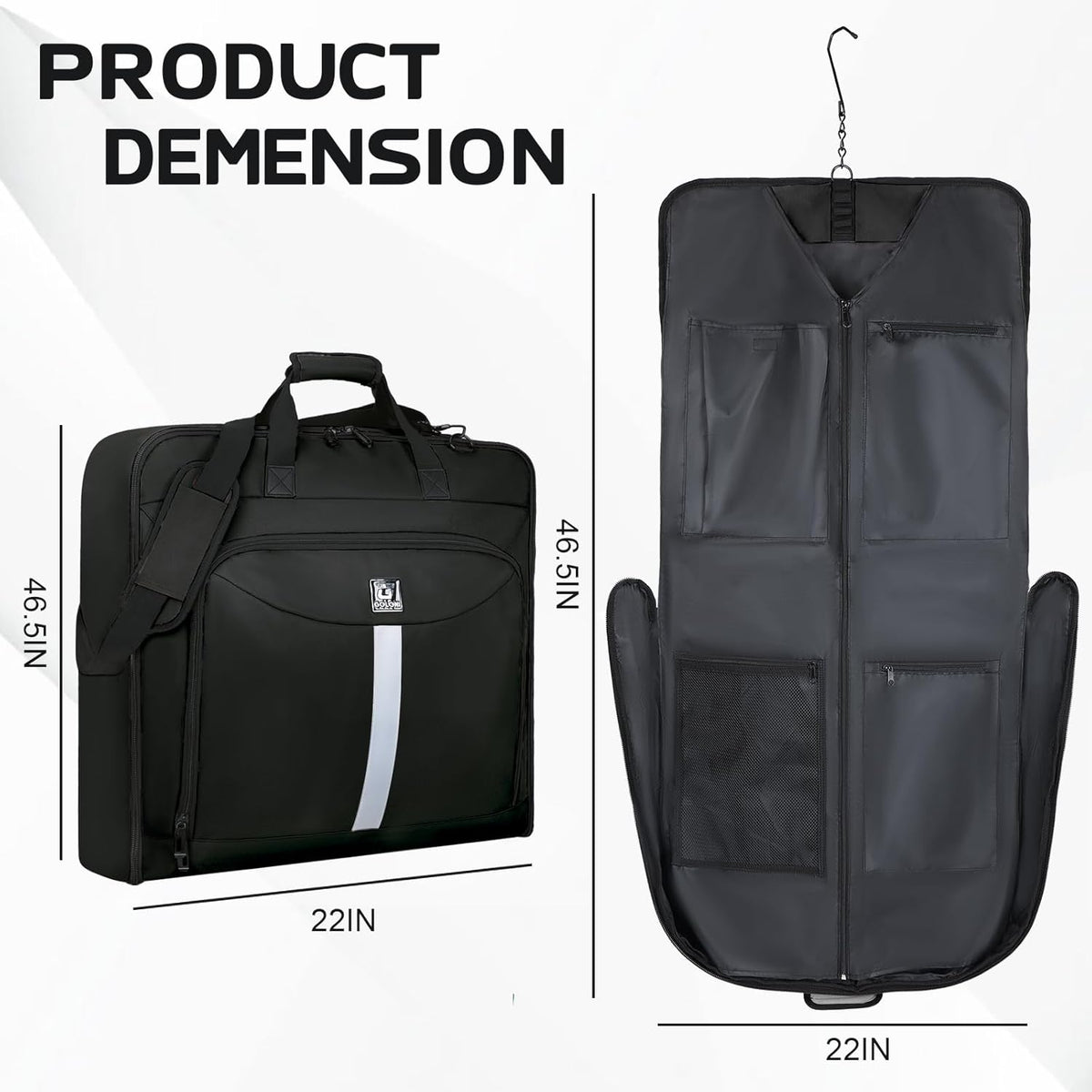 Garment Bags for travel,Hanging clothes Bag for Men Women,Suit Bags with Shoulder Strap,Wedding dress/shirt carry on luggage with fence hook,Wrinkle Free foldable duffle bag,Waterproof luux travel bag