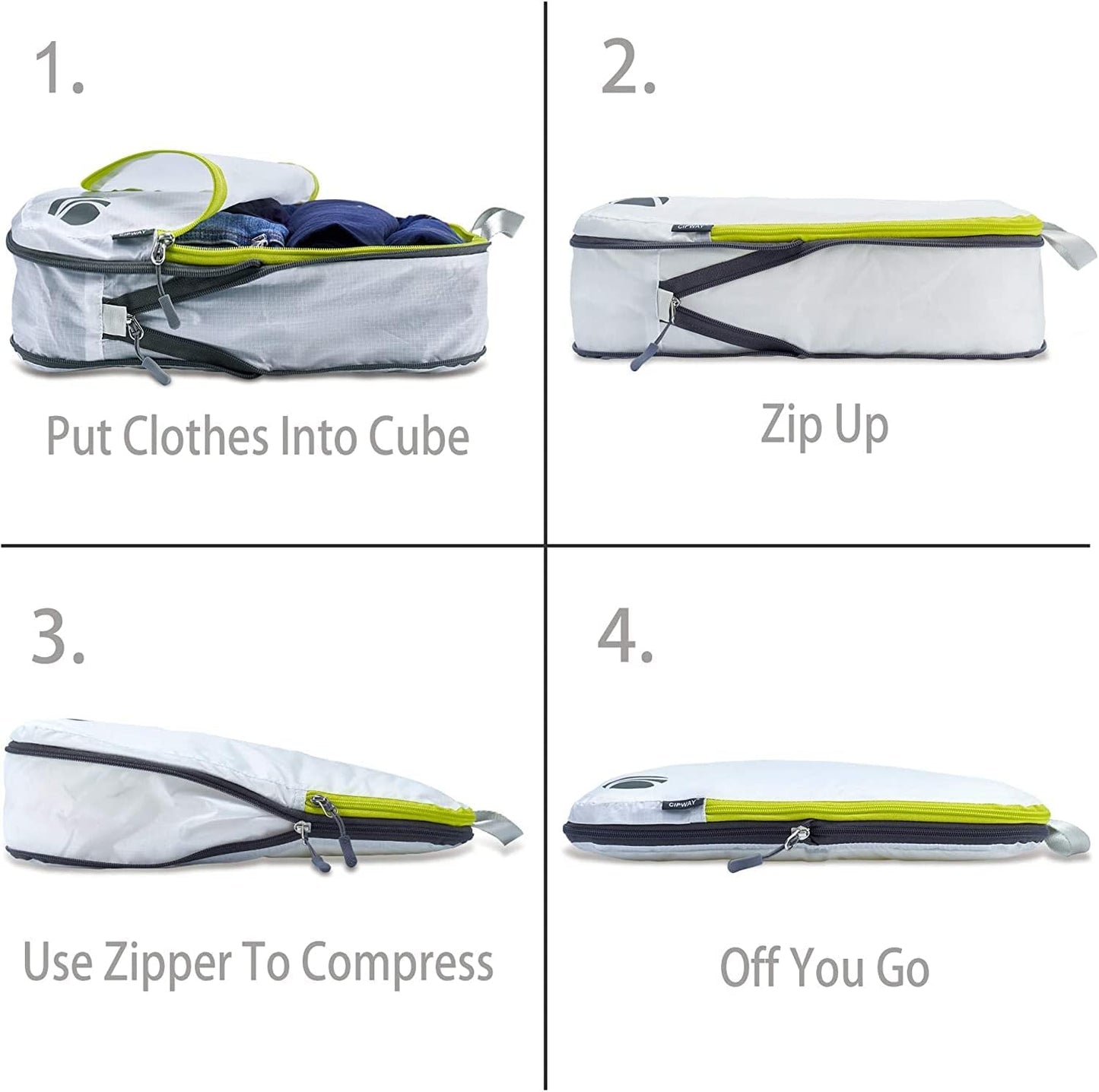 Cipway Compression Packing Cubes Set, Ultralight Expandable Travel Packing Organizers for Carry on Luggage (White 3pcs)