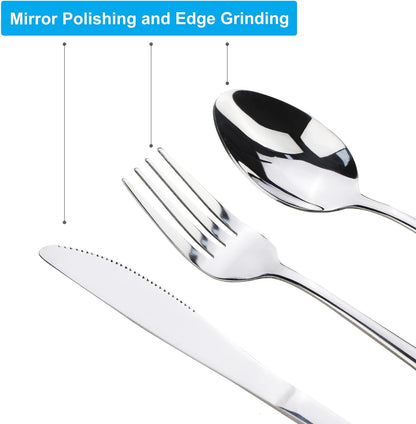 Travel Utensils With Case, Stainless Steel Reusable Portable Utensils Set With Case, Lengnoyp Travel Silverware Set