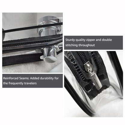 2Pcs Crystal Clear PVC Travel Toiletry Bag Kit for Women Men, Waterproof Vinyl Packing Organizer Storage Bags with Zipper Handle Straps, Cosmetic Pouch Carry on Airport Airline Compliant Bag Handbag