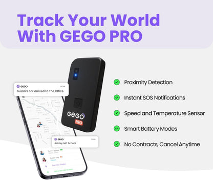 GEGO PRO GPS Tracker - Universal Tracking for Luggage, Vehicles, Trailers, Bike, Person | Real-Time GPS Tracking, WiFi, GSM & Bluetooth | Long Battery Life | Subscription Required