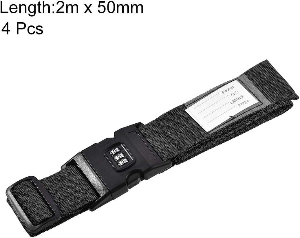 uxcell Luggage Straps Suitcase Belts with Buckle, Combination Lock, Adjustable Travel Packing Accessories