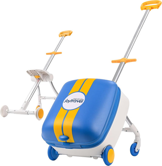 Kids Ride-on Luggage with Spinner Wheels Suitcase, Kid's Ride-On Suitcase Help Your Child Relax, Carry On Trolley Luggage (blue)