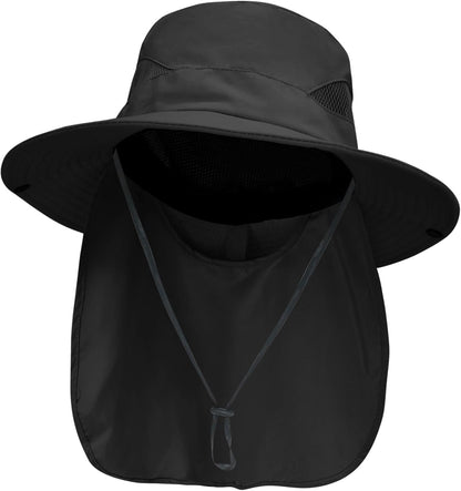 NPJY Sun Fishing Hats with Neck Flap for Men Women UV Sun Protection Bucket Hat