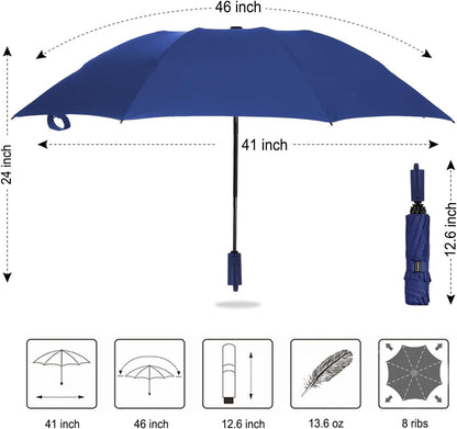 LANBRELLA Compact Reverse Folding Umbrella Auto Windproof Travel Umbrella