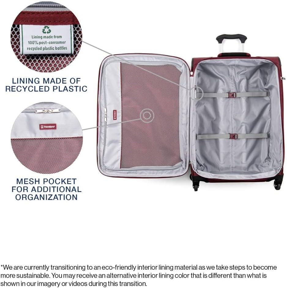 Travelpro Maxlite 5 Softside Expandable Checked Luggage with Spinner Wheels, Lightweight, 25-Inch — Burgundy