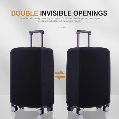 Travel Luggage Cover Suitcase Protector Scratch-Resistant Fit 19-31 Inch Suitcase, Not Included Suitcase (Black, S(19-21inch))
