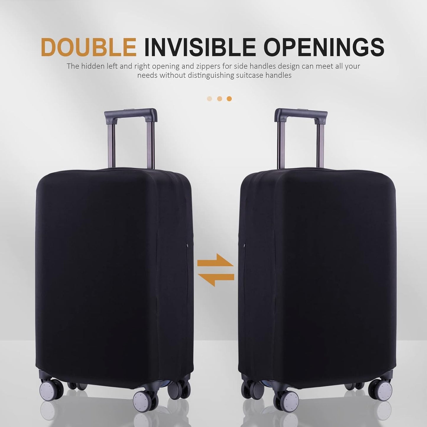 Travel Luggage Cover Suitcase Protector Scratch-Resistant Fit 19-31 Inch Suitcase, Not Included Suitcase (Black, 3XL(32-33inch))