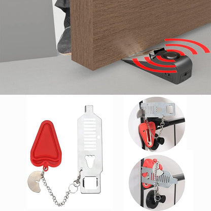 3 Packs Portable Door Stop Alarm & Door Lock, Upgraded Home Security Door Locker Devices Pocket Door Stopper Self Defensey Tools for Travel Home Apartment