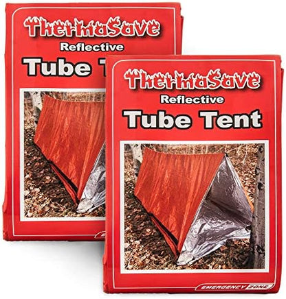 Emergency Zone Reflective & Green Survival 2 Person Tube Tents. Available in 1, 2, 3, 48 Packs. (Orange/Reflective, 2)