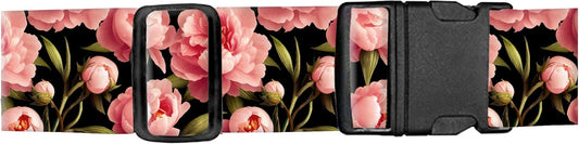 Luggage Straps for Suitcases, Adjustable Travel Belt, Durable Wide Luggage Strap, Cute Suitcase Strap Identifiers with Buckle, Bag Straps for Luggage, Luxury Red Flowers