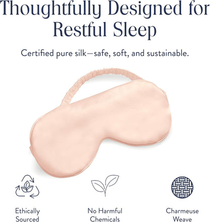 Brooklinen Silk Eye Mask for Sleeping – Blush Pink, 100% Mulberry Silk Sleep Mask with Soft Elastic Strap, Machine Washable, Breathable & Cool-to-The-Touch – Ideal for Sleeping & Traveling