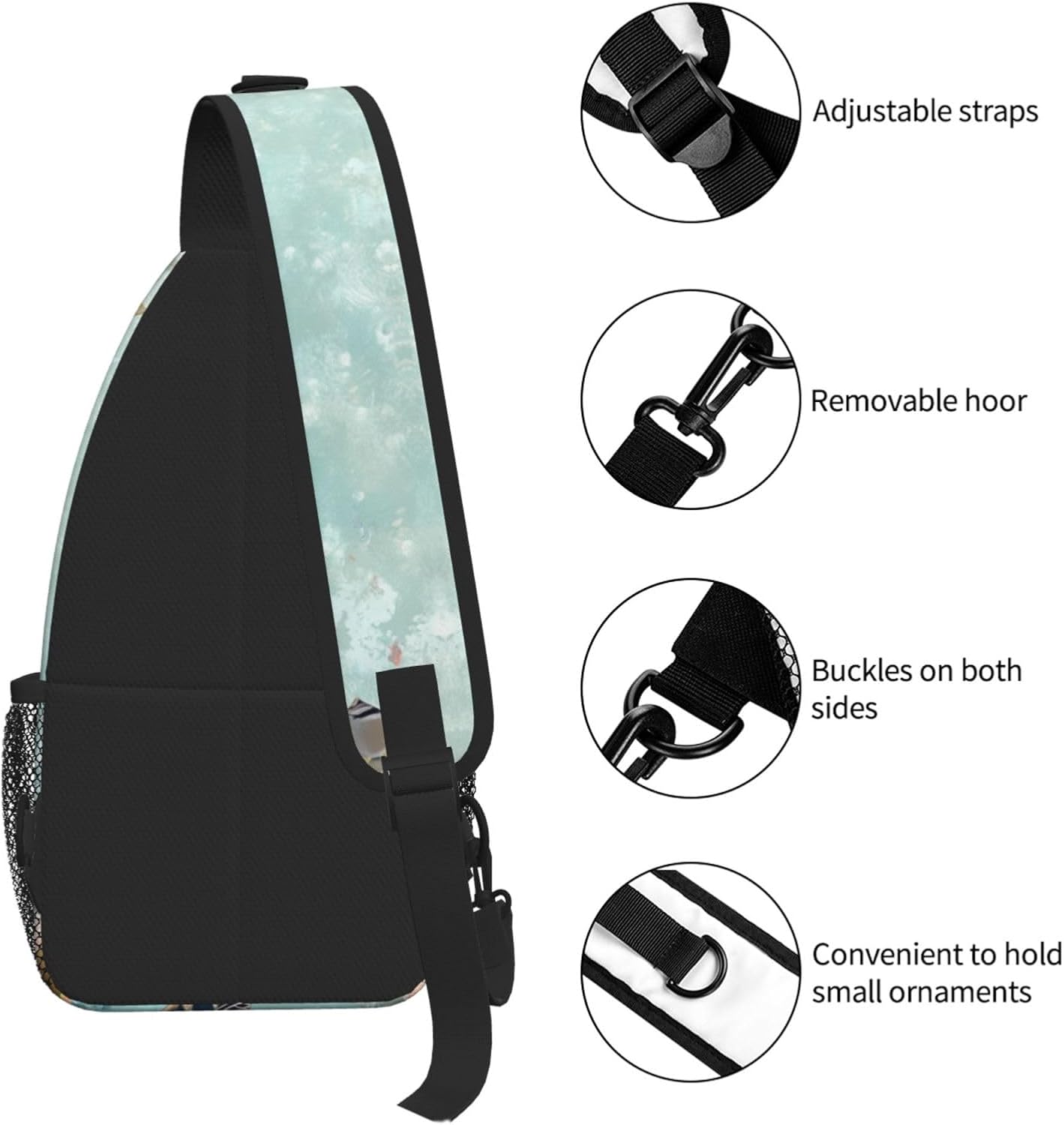 SUPLUCHOM Sling Bag Turtle Sea Coral Ocean Hiking Daypack Crossbody Shoulder Backpack Travel Chest Pack for Men Women
