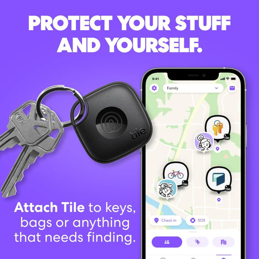 Tile by Life360 Mate - Bluetooth Tracker, Keys Finder and Item Locator for Keys, Bags and More. Phone Finder. Both iOS and Android Compatible. 1-Pack (Navy Blaze)