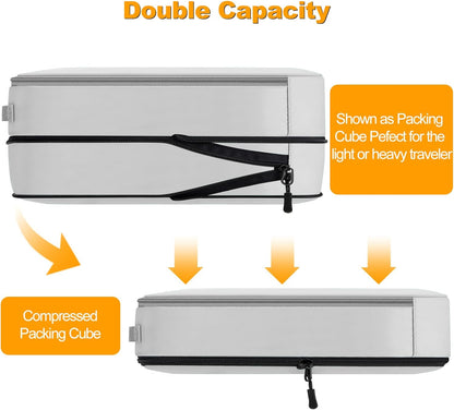 8 Set Compression Packing Cubes for Travel, Waterproof Luggage Organizers, Suitcase Organizer Set for Carry-On & Checked Baggage, Travel Accessories for Men & Women