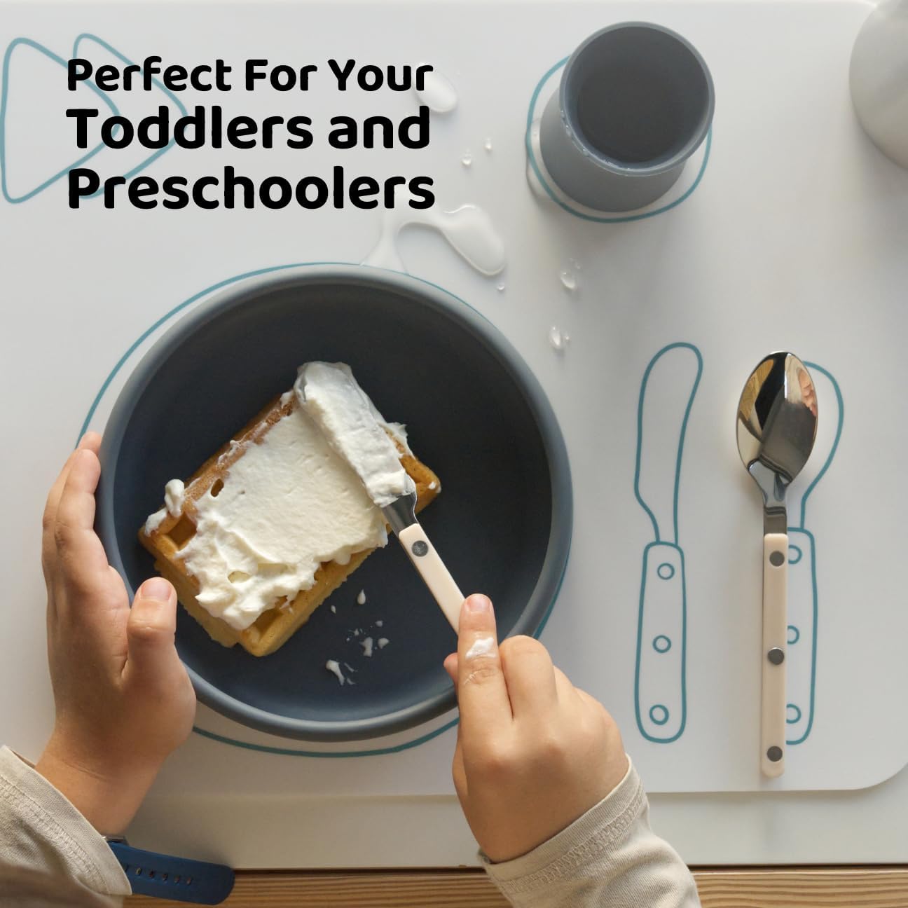 Kids Silverware Set, Stainless Steel Toddler Silverware with Bamboo Organizer, Montessori Kids Utensils, 10 Piece Cutlery Set with Forks, Spoons & Knives, Children Safe Metal Flatware