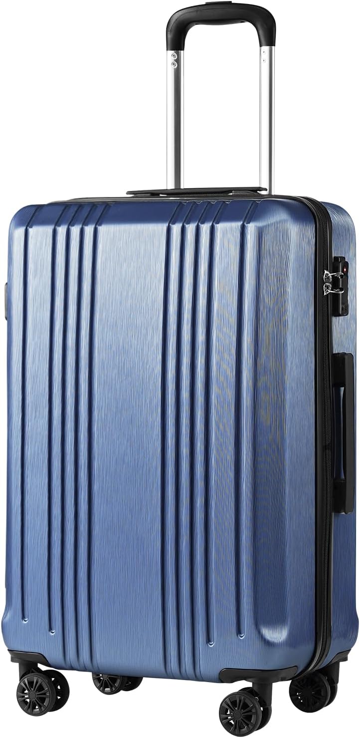 Coolife Luggage Suitcase PC+ABS with TSA Lock Spinner Carry on Hardshell Lightweight 20in 24in 28in(ice blue, M(24IN))