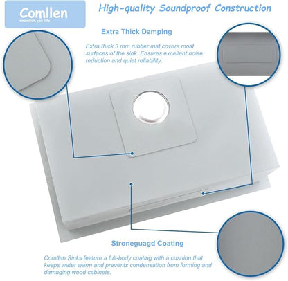 Comllen 28 Inch Drop in Kitchen Sink, 28x18 Inch Top Mount 18 Gauge Stainless - Image 6