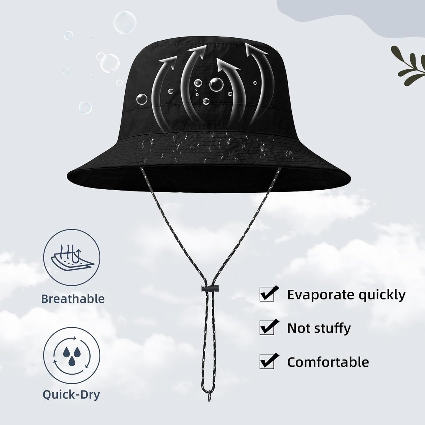 Durio Waterproof Bucket Hats for Woman UPF 50+ Sun Hat UV Protection Packable Rain Hats for Women Lightweight Hiking Hat