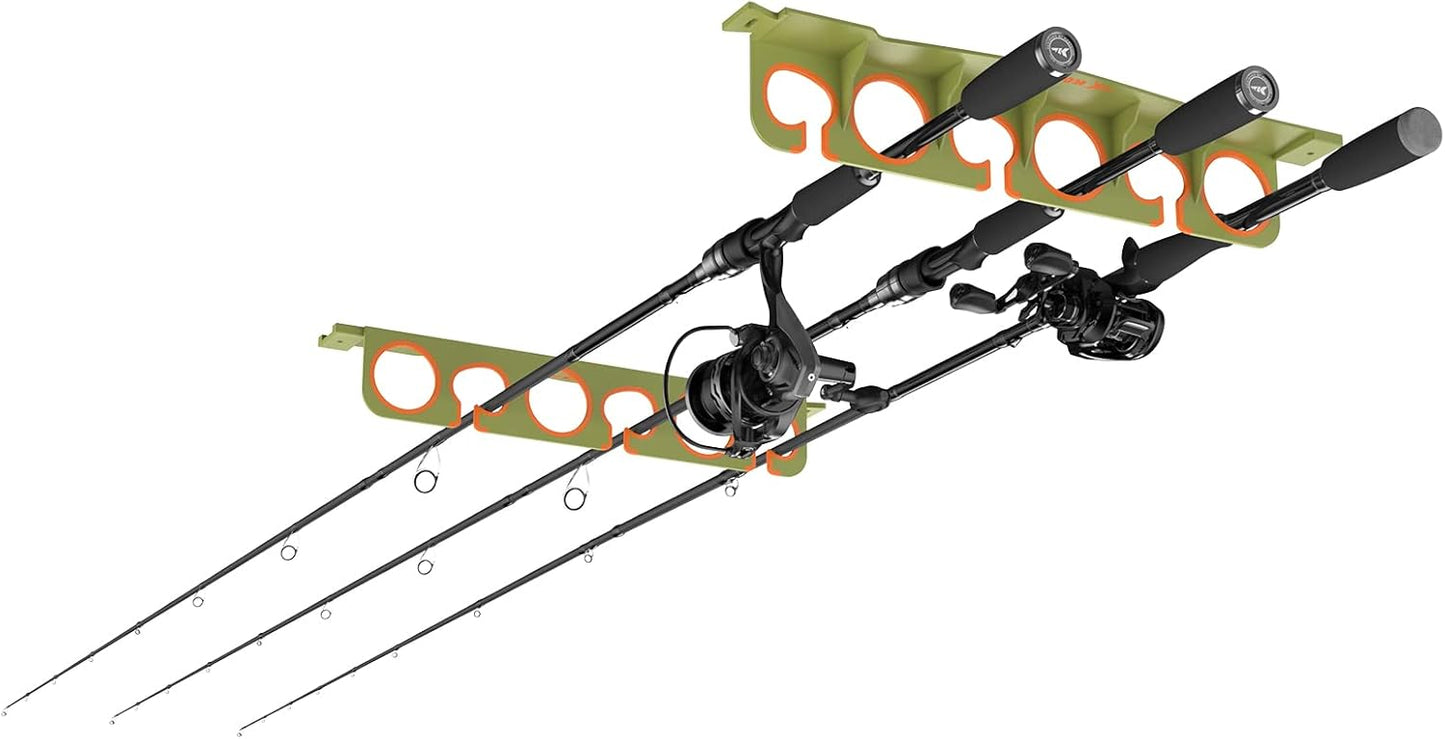 KastKing SafeGuard Fishing Rod Holder for Garage, Wall or Ceiling Mounted Fishing Rod Rack Storage Organizer, Fishing Pole Holder Holds 6 Rods or Combos in Less Than 18 Inches