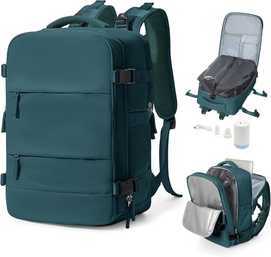 Vacuum Backpack Travel With Pump,Mochila De Viaje Compresion Al Vacio,Personal Item Travel Backpack With Vacuum System,Large Carry On Vacpack Backpacks For Women Men,Peacock Blue