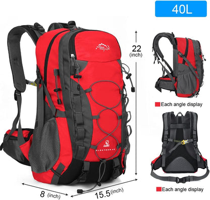 INOXTO lightweight Hiking Backpack 35L/40L Hiking Daypack with Waterproof Rain Cover for Travel Camping Outdoor Men and Women