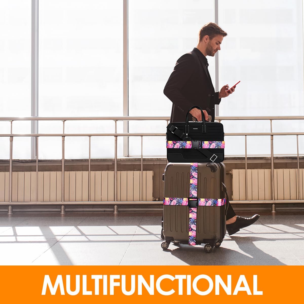 Adjustable Travel Luggage Strap Suitcase Belt Travel Bag Accessories 1.96 in W x 6.23 ft L