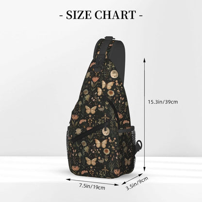 SUPLUCHOM Sling Bag Vintage Butterfly Moon Flower Hiking Daypack Crossbody Shoulder Backpack Travel Chest Pack for Men Women
