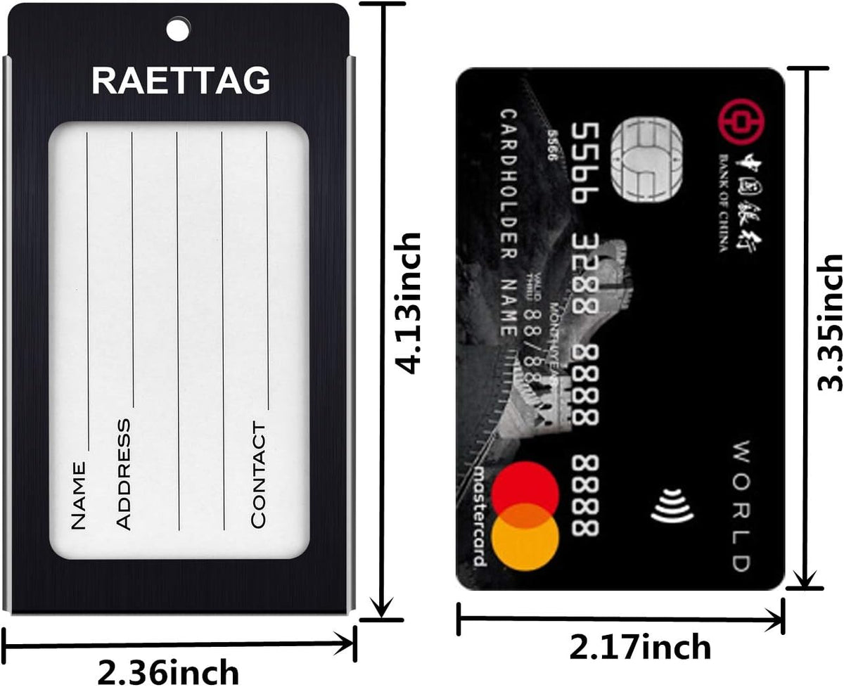 Luggage Tags Metal Suitcase Tags Travel Bag ID Identifier Luggage Tag (Black 2-Pack)