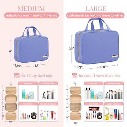 HOTOR Travel Toiletry Bag w/Hanging Hook - Spacious Toiletry Bag Essentials for Women & Men, Makeup Bag/Big Comparment, Waterproof for Travel Accessories, Medium, Aegean-Blue