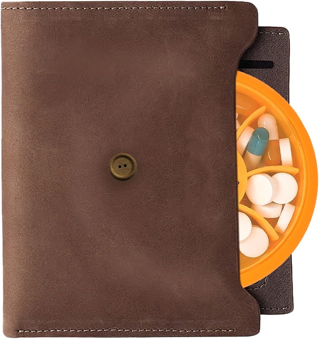 INVODA Weekly Pill Organizer 7 Compartment Rotating Pill Box for Daily Medication & Vitamins - Portable Travel Pill Case Fish Oil Supplements Vitamins Organizer (4PCS)