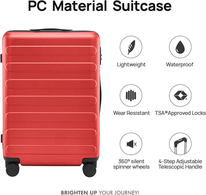 Carry on Luggage 22 X 14 X 9 Airline Approved, 20 Inch Luggage for 3-5 Days Travel, Double Spinner Wheels, 100% Hardshell PC, TSA Lock (06-Raspberry (Basic), Checked 24-Inch)