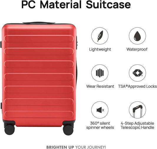 Carry on Luggage 22 X 14 X 9 Airline Approved, 20 Inch Luggage for 3-5 Days Travel, Double Spinner Wheels, 100% Hardshell PC, TSA Lock (06-Raspberry (Basic), Checked 28-Inch)