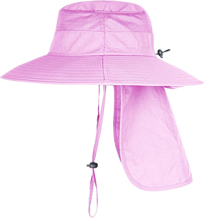 Sun Hats for Men Women Fishing Hat UPF 50+ Breathable Wide Brim Bucket Hats Summer UV Protection Safari Hat with Neck Flap