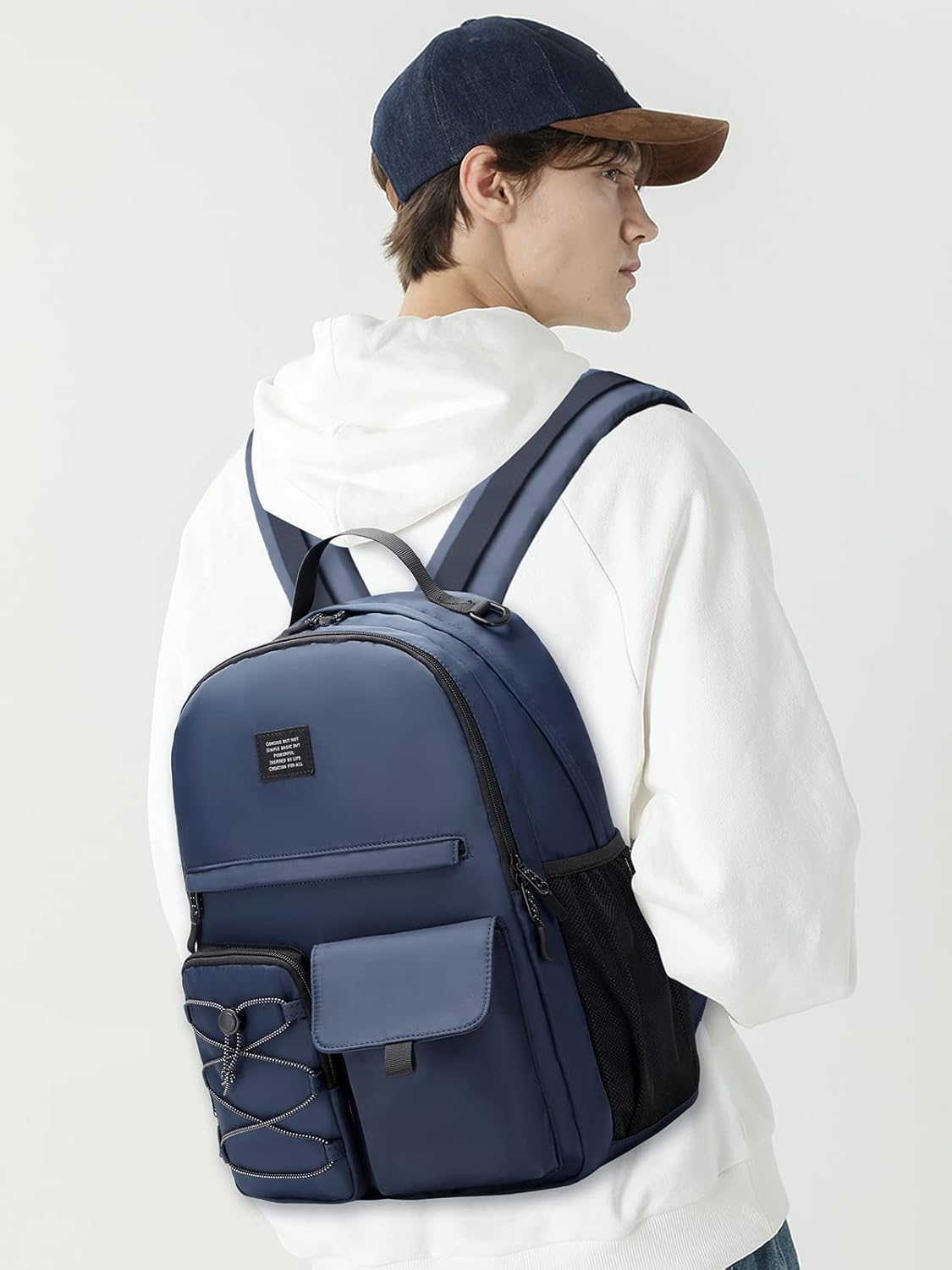 Lohol Water Resistant Backpack for Travel School Work, Casual Daypack with Anti Theft Pocket for Teen Girls Boys (Navy)