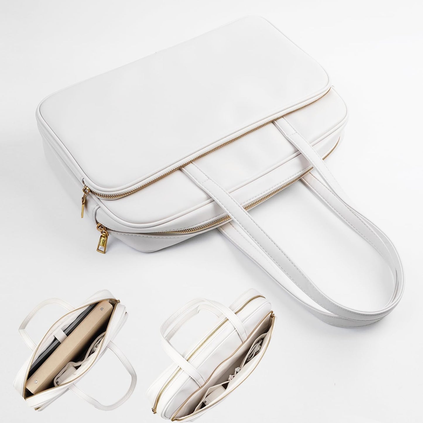 Laptop Tote for Men & Women 14Inch Computer Bags Briefcase Business Office Travel Work Handbag Carrying Bag with Large Front Pocket Color White