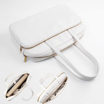 Laptop Tote for Men & Women 14Inch Computer Bags Briefcase Business Office Travel Work Handbag Carrying Bag with Large Front Pocket Color White