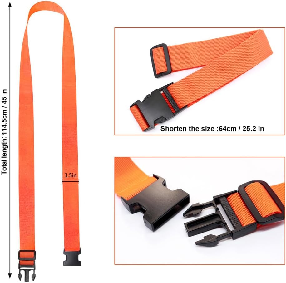 4Pack Luggage Straps Add Bag Luggage Straps to Connect Two Suitcases, Adjustable Luggage Belt Connector for Carry On, Travel Attachment Accessories for Connect Your 3 Luggages, Orange