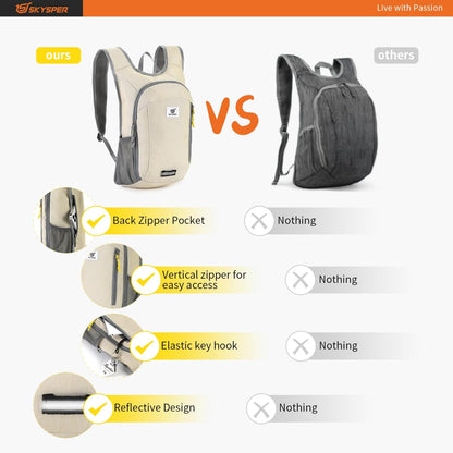 SKYSPER Small Daypack 10L Hiking Backpack Packable Lightweight Travel Day Pack for Women Men