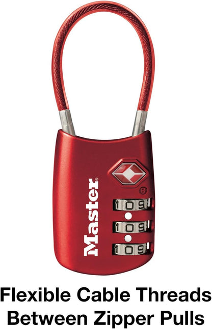 Master Lock 4688D Set Your Own Combination TSA Approved Luggage Lock, 1 Pack, Red
