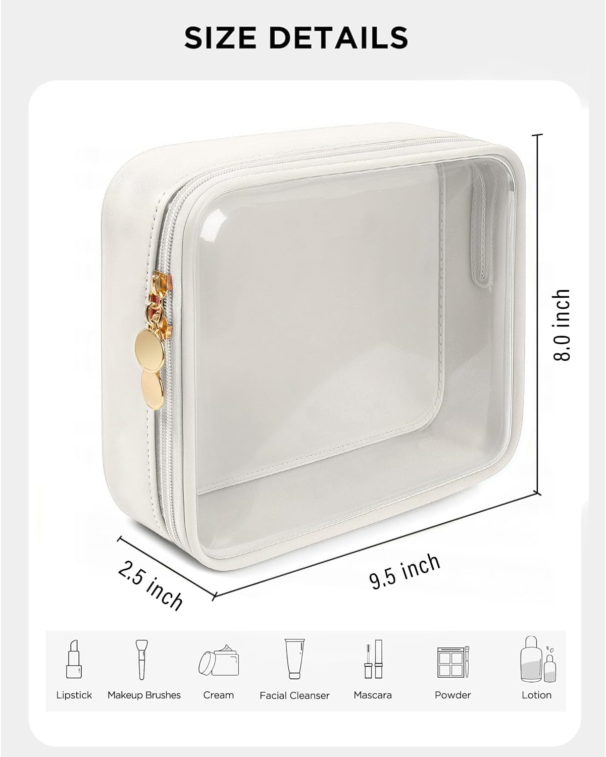 KOTORA TSA Approved Toiletry Bag with Mini Clear Makeup Bag PVC Cosmetic Bags for Women and Men, Carry on Airport Airline Compliant Bag Car Accessories for Women Her (1B White)