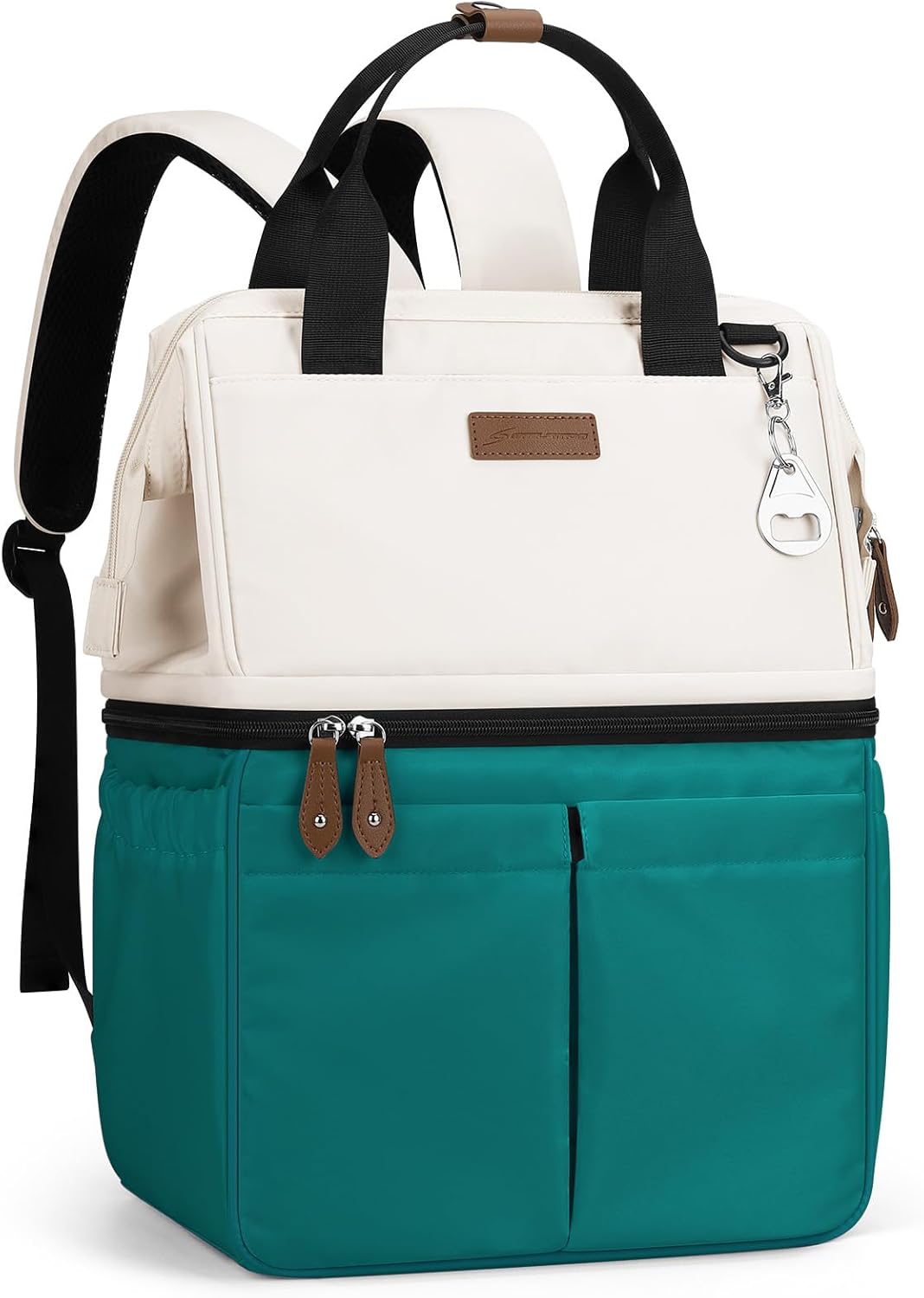 Maelstrom Cooler Backpack, 36 Cans Insulated Backpack Cooler, Soft Leakproof Double Deck Cooler Bag, Lightweight Lunch Backpack for Men & Women,Perfect for Beach Travel, Camping & Work-Beige green